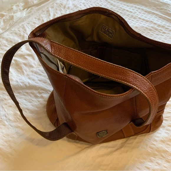 L.L. Bean Leather Messenger Tote (Medium), Brown Leather - Picture 4 of 11